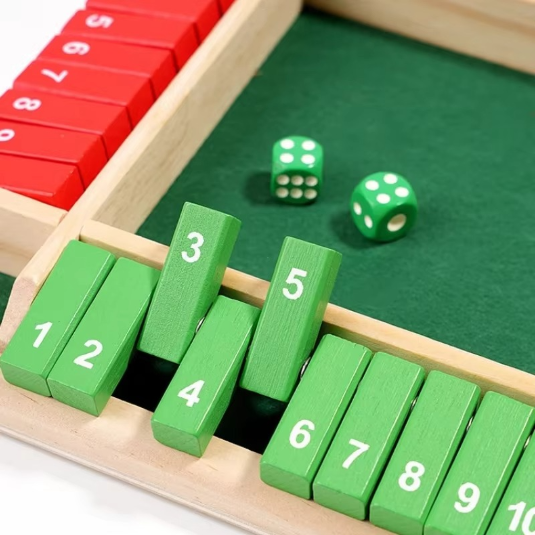 ShutTheBox Familie Klapspel 4 Spelers Set