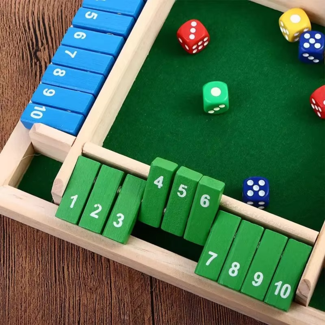 ShutTheBox Familie Klapspel 4 Spelers Set