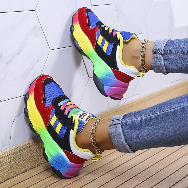 Multikleurige Orthopedische Sneakers met Plateau voor Dames – Modern Stijl en Absoluut Comfort