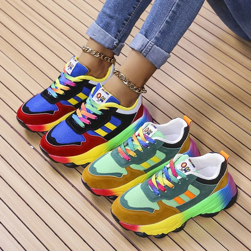 Multikleurige Orthopedische Sneakers met Plateau voor Dames – Modern Stijl en Absoluut Comfort