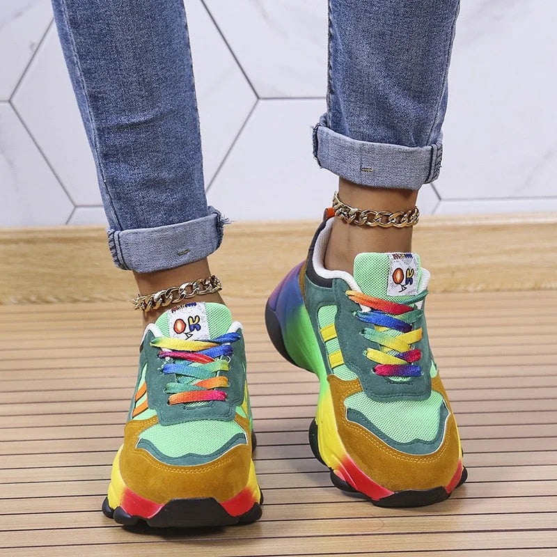 Multikleurige Orthopedische Sneakers met Plateau voor Dames – Modern Stijl en Absoluut Comfort