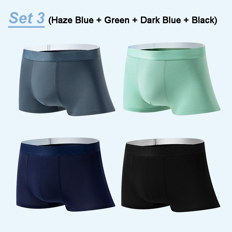 4 Stuks Heren IJs-Satijn Antibacteriële Ademend Boxershorts