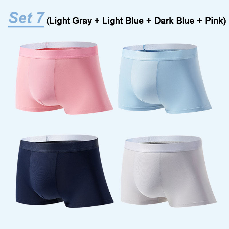 4 Stuks Heren IJs-Satijn Antibacteriële Ademend Boxershorts