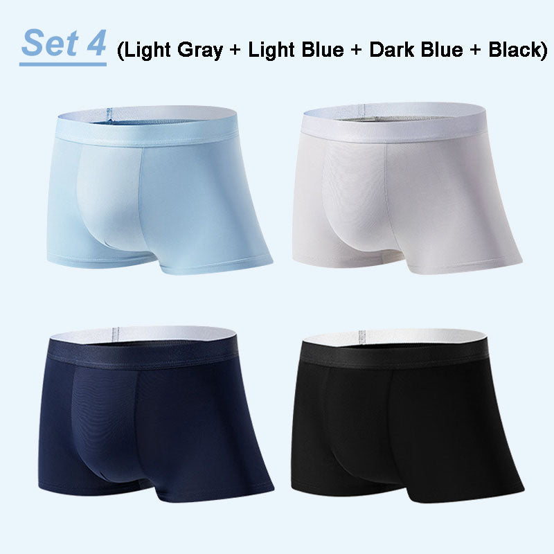 4 Stuks Heren IJs-Satijn Antibacteriële Ademend Boxershorts