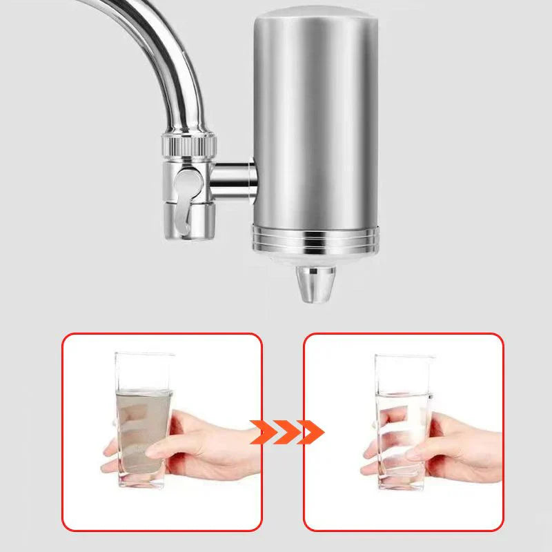 AquaLuxe Installatievrije Roestvrijstalen Waterzuiveraar | Verfijnde waterfiltratie voor een puur huishouden