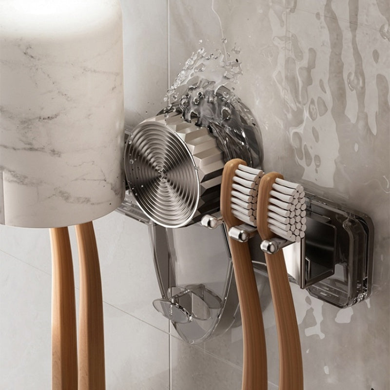 LuxuraCare 4-Slot Tandenborstelrek | Elegant en hygiënisch met sterke vacuümzuiging