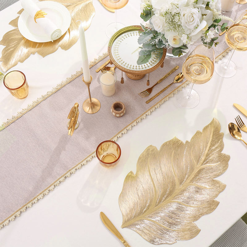 Goudblad Luxe Tafelonderlegger – 3D Elegante Tafelonderlegger van PVC