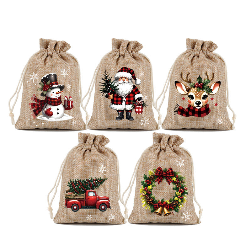 Kerstcadeautasjes met Trekkoord – Kerstman- en Rendiermotieven voor Cadeaus