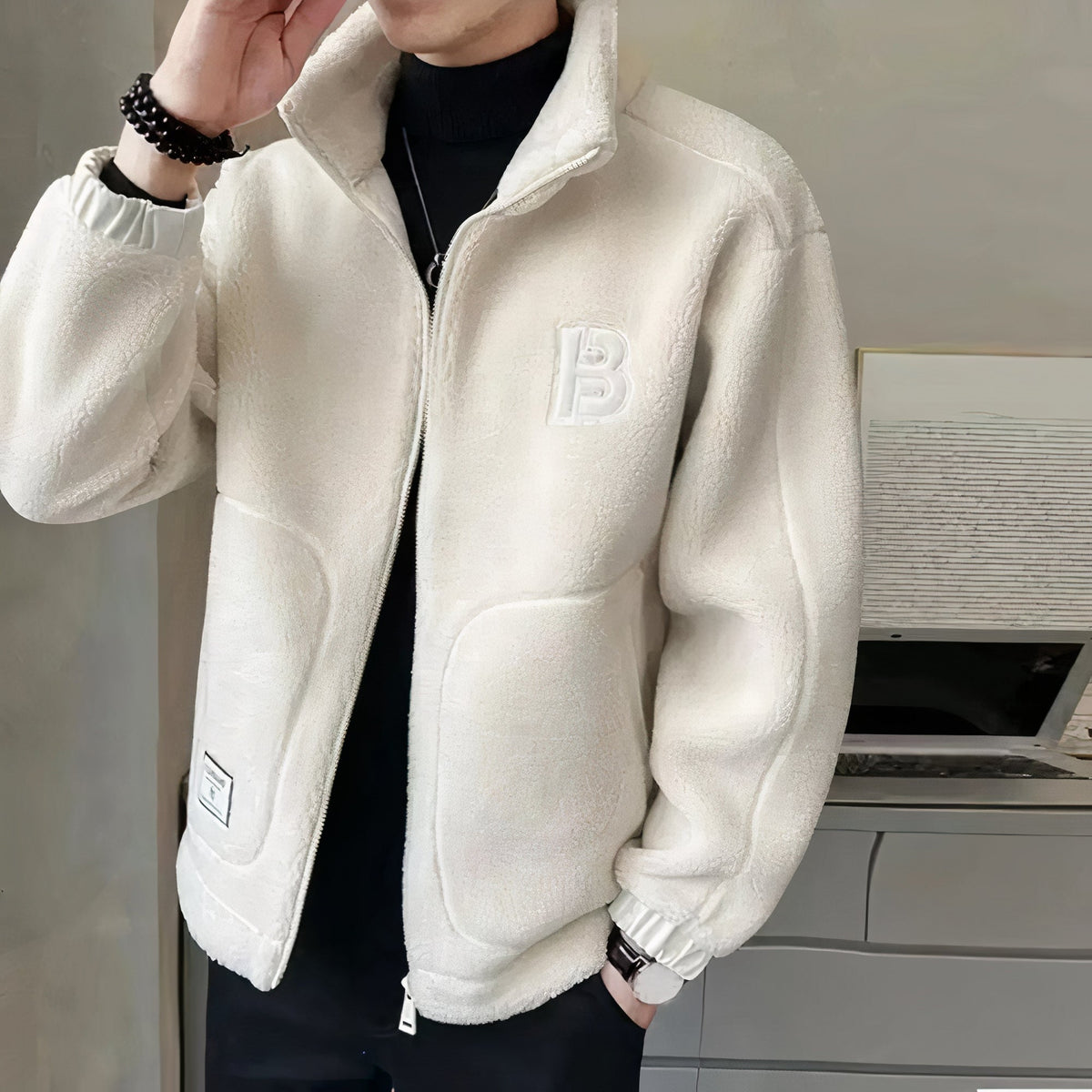 Heren Fleece-Jack met Hoge Kraag
