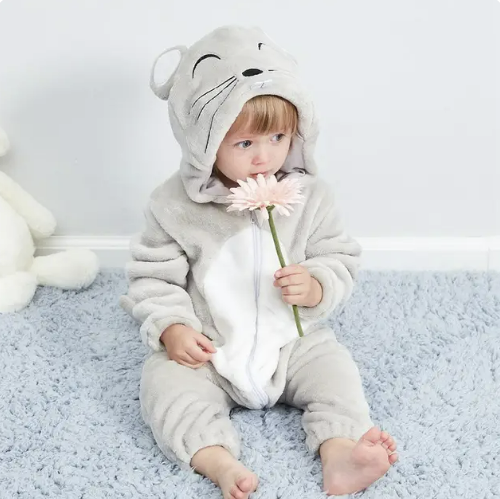 Romper voor baby's | Baby Fleece Overall | Dier Onesie | Wolklin