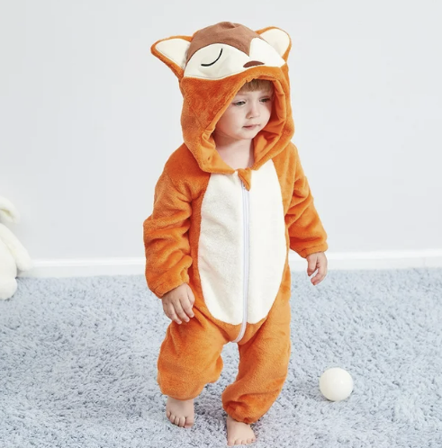 Romper voor baby's | Baby Fleece Overall | Dier Onesie | Wolklin