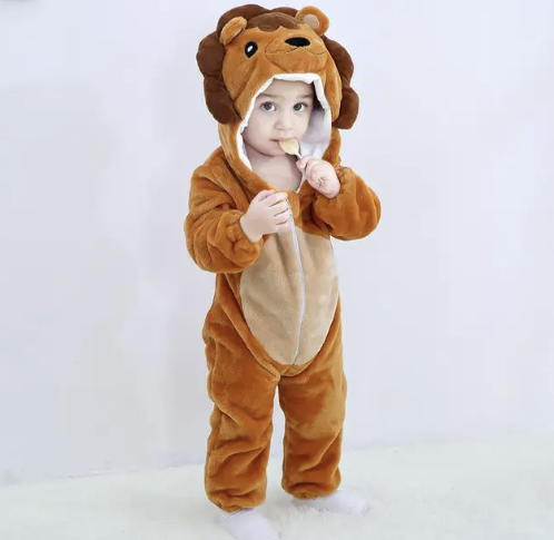 Romper voor baby's | Baby Fleece Overall | Dier Onesie | Wolklin