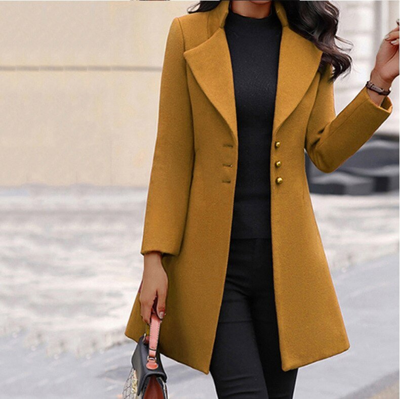 Elegante Lange Damesjas – Stijlvolle Warme Jas voor Winterdagen