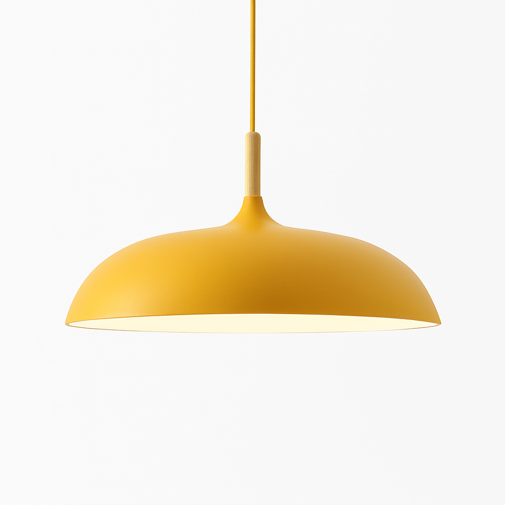 Aluminium Hanglamp in Kleur en Houten Stang Wood