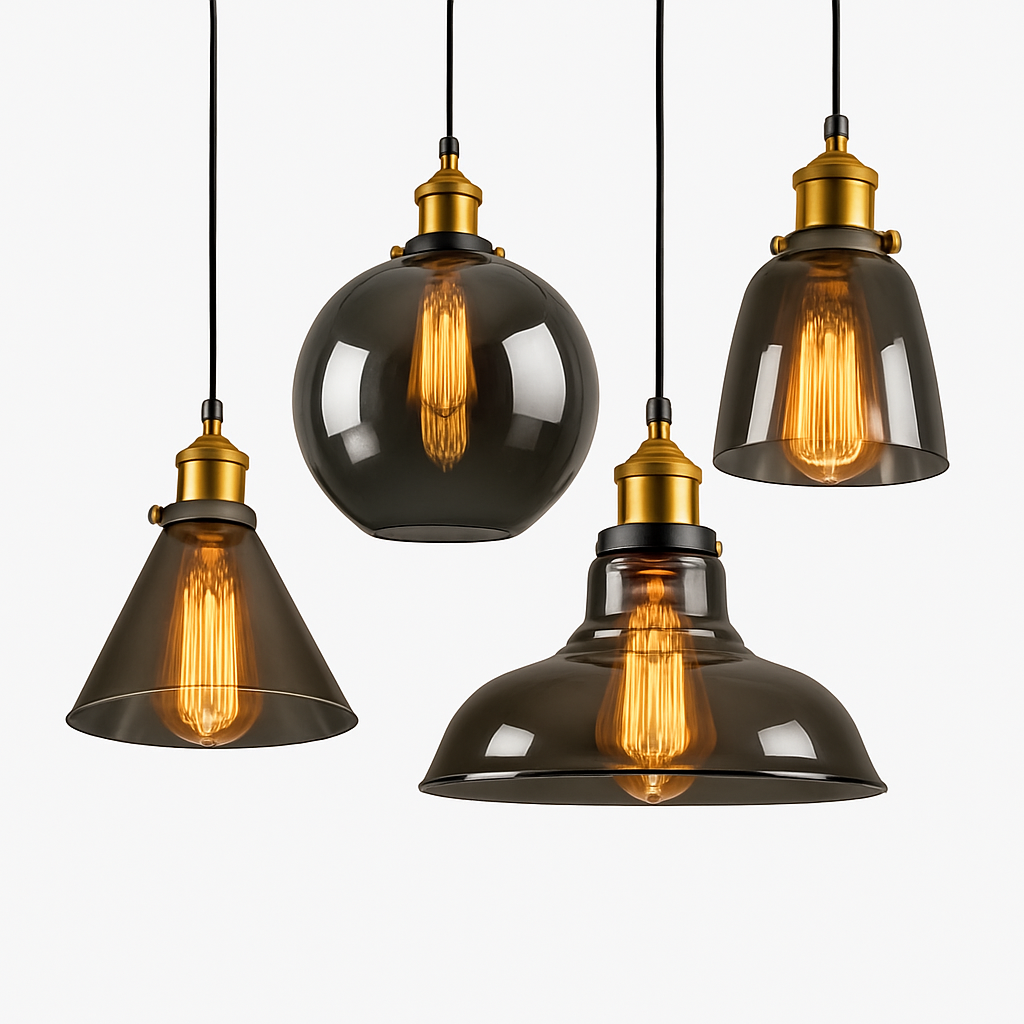 Vintage Rookglas Hanglamp