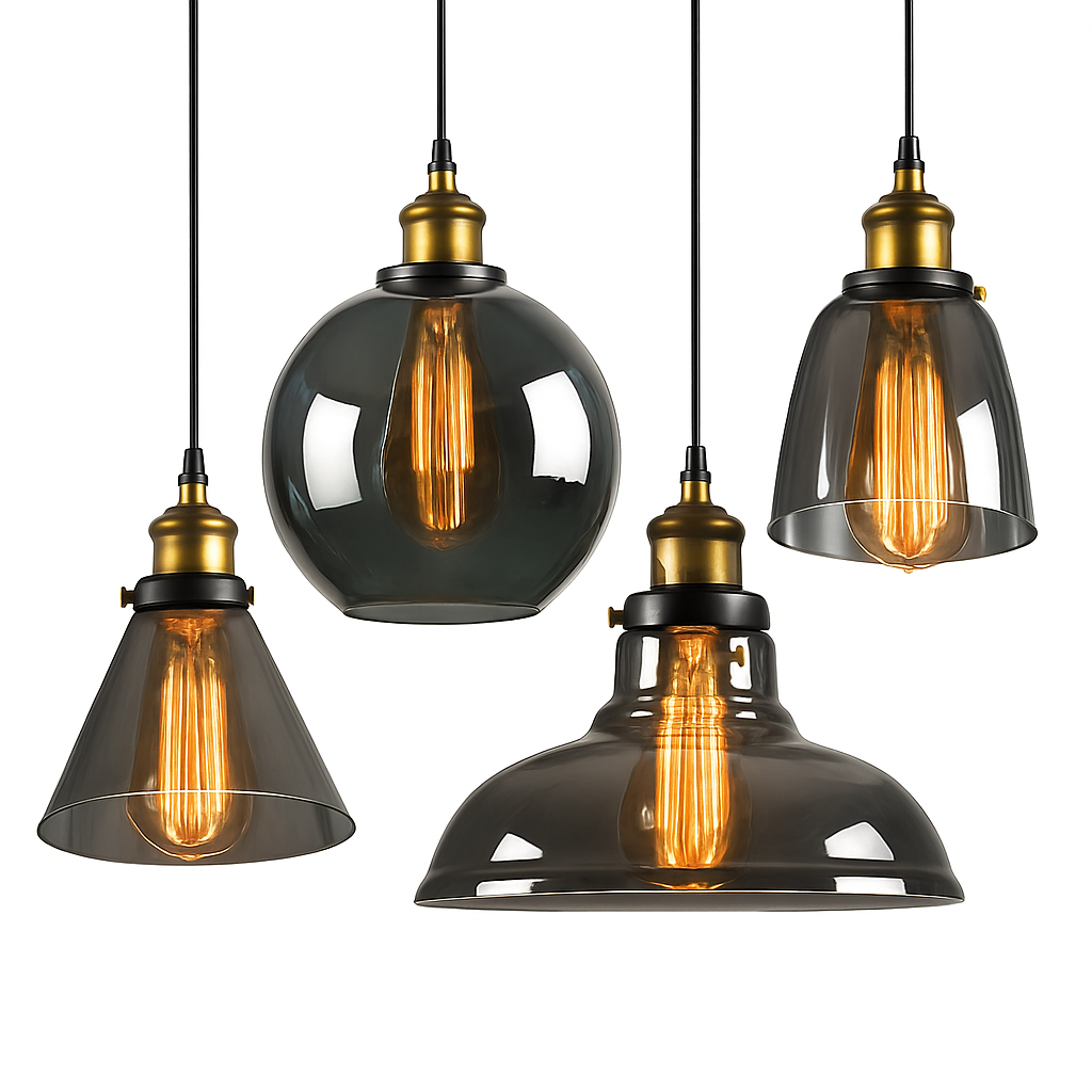 Vintage Rookglas Hanglamp