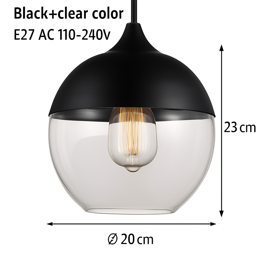 Moderne Hanglamp van Glas en Metaal Loft