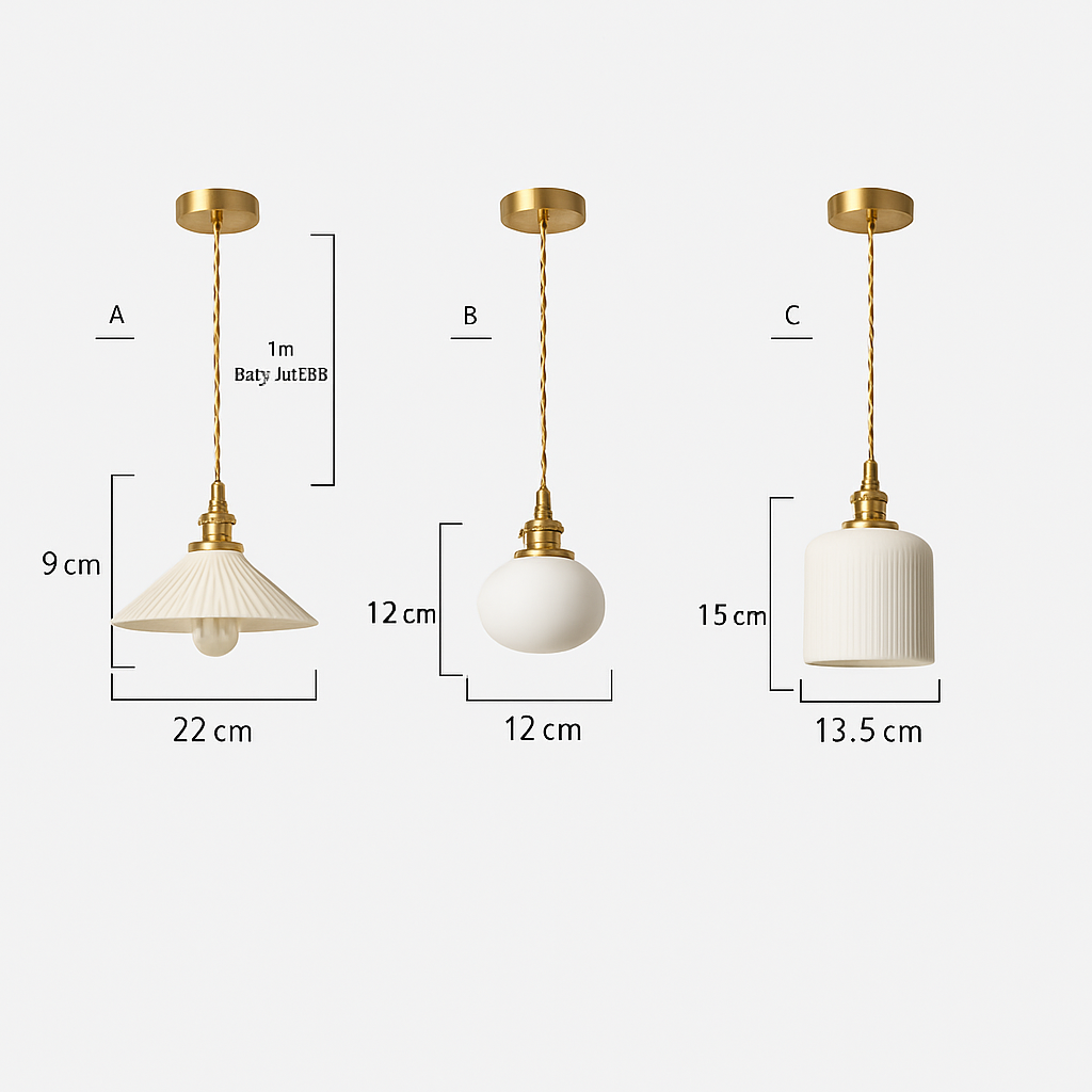 Retro-hanglamp met witte keramische kap Letten