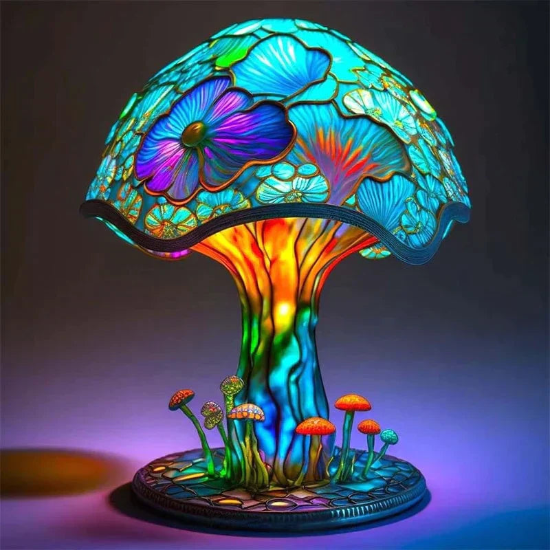 Glas-in-lood Lamp - Rustgevend Ontwerp - Dimbaar & Kleurrijk