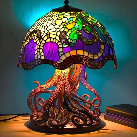Rustgevend Dimbare Kleurrijke Glas-in-lood Lamp