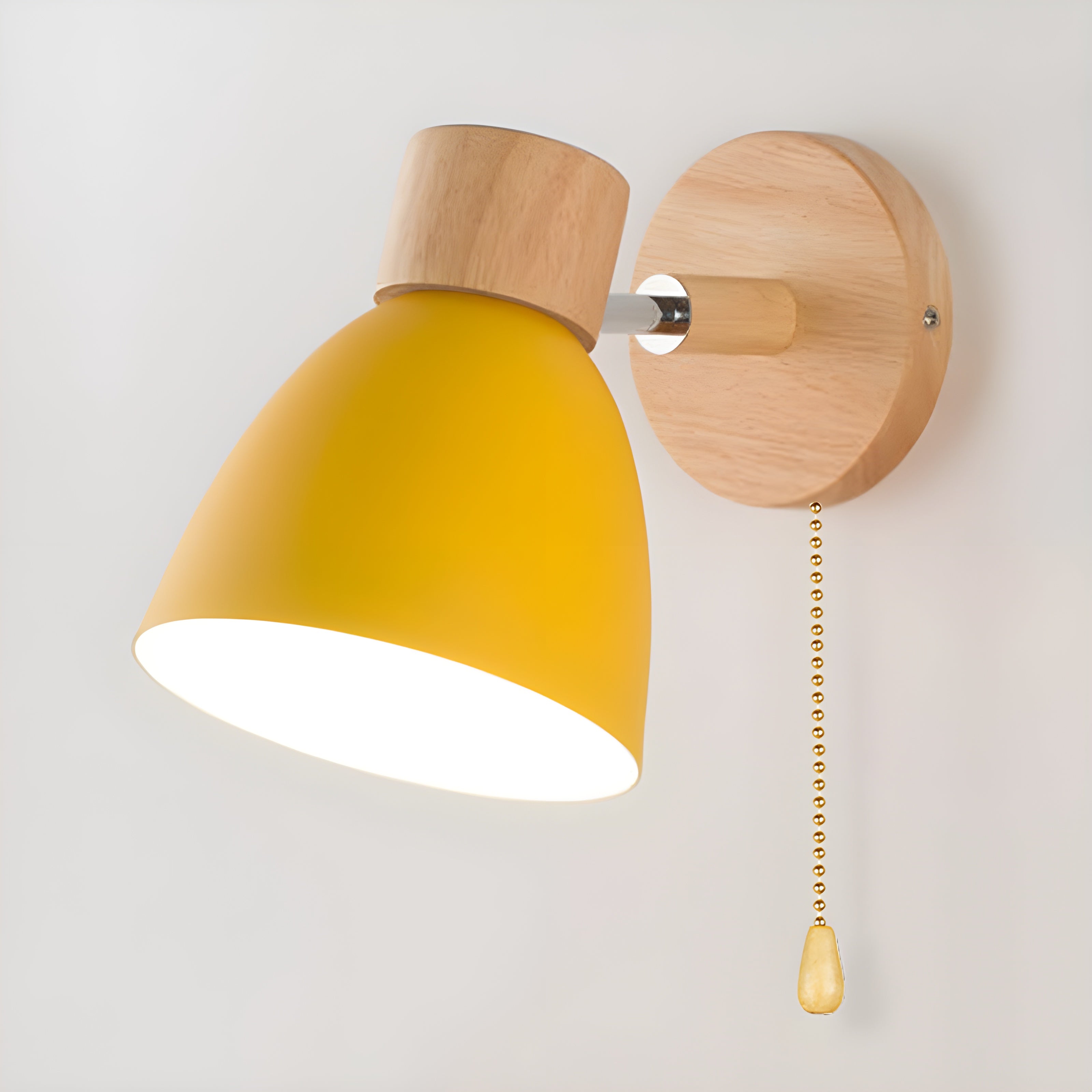 Houten Noorse Wandlamp met Schakelaar voor de Slaapkamer