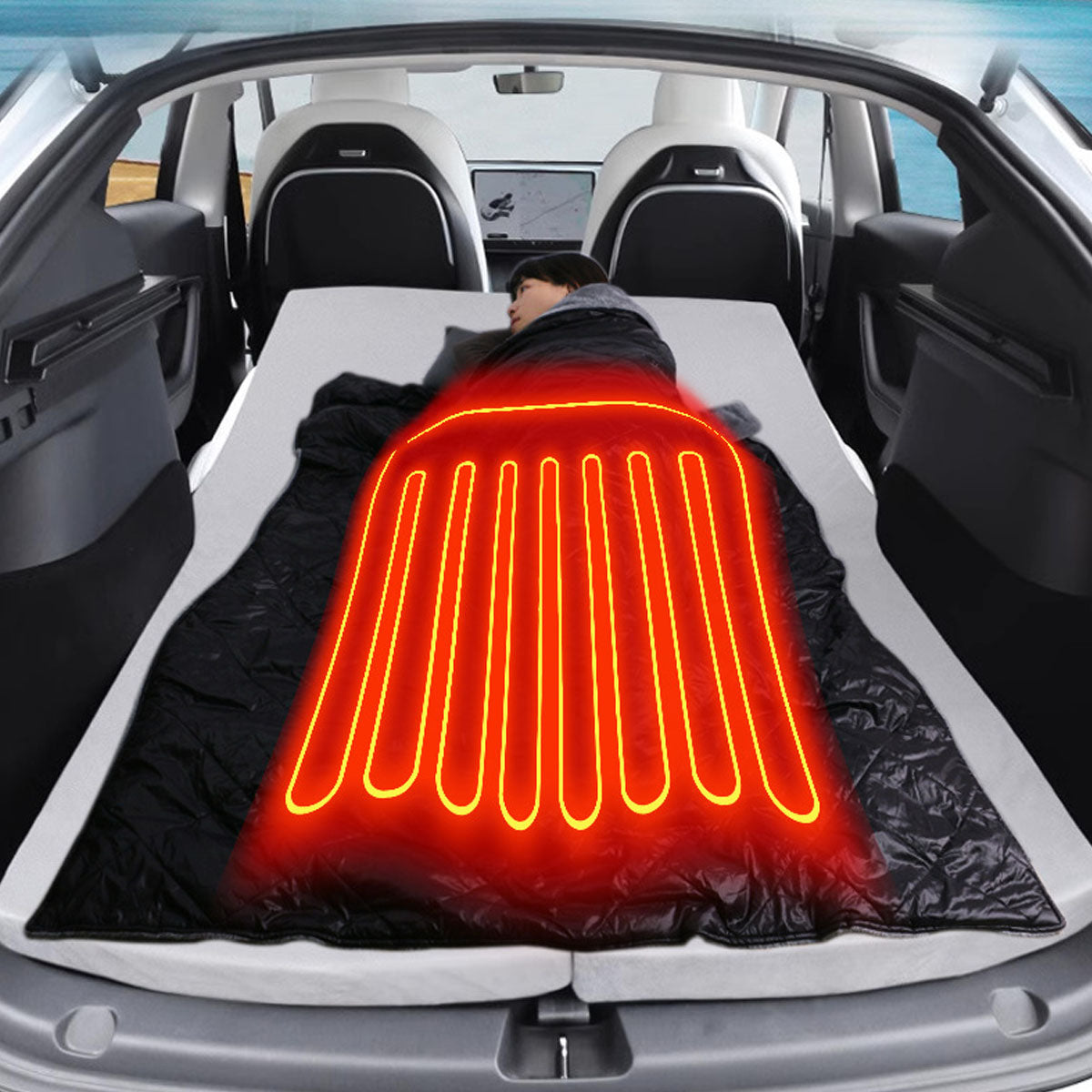 Draagbare 12V Verwarmde Deken voor Autoreizen met USB-aansluiting