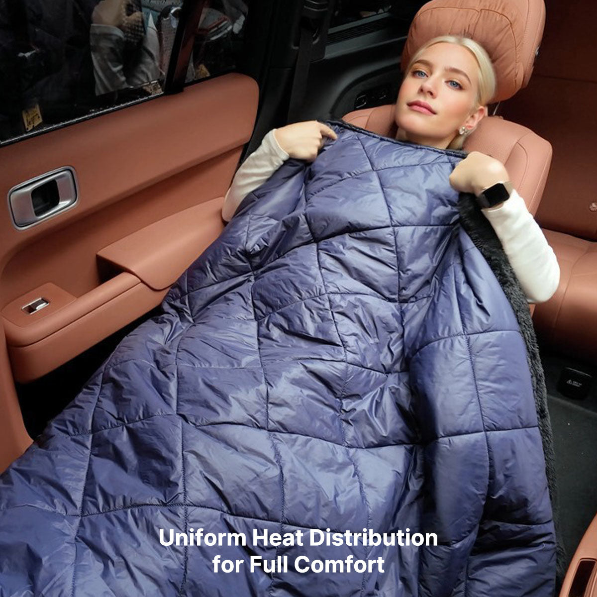 Draagbare 12V Verwarmde Deken voor Autoreizen met USB-aansluiting