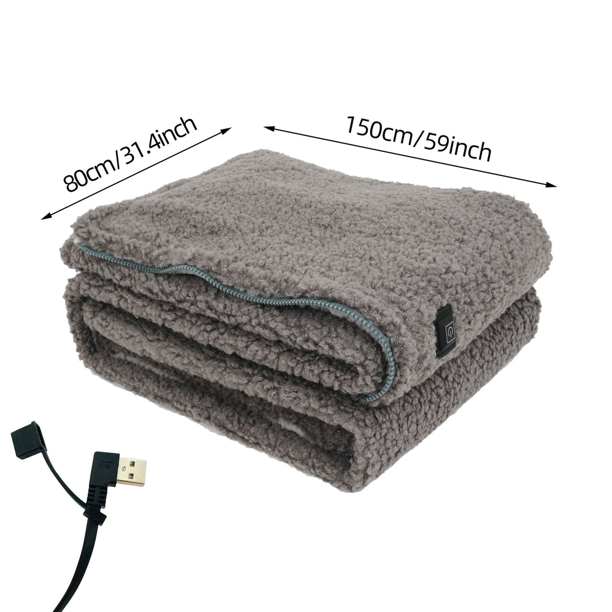 Draagbare Verwarmde Deken met USB-aansluiting en 3 Temperatuurinstellingen
