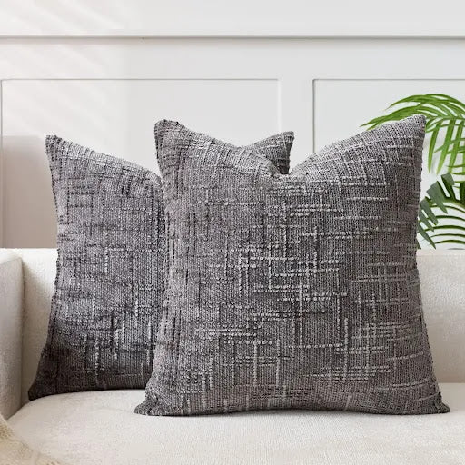 Lucina - Chenille Sierkussen met Bamboe Structuur In Effen Kleur voor Bank en Slaapkamer