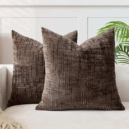Lucina - Chenille Sierkussen met Bamboe Structuur In Effen Kleur voor Bank en Slaapkamer