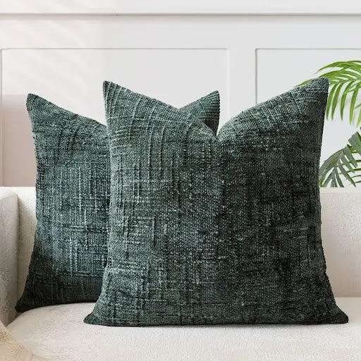 Lucina - Chenille Sierkussen met Bamboe Structuur In Effen Kleur voor Bank en Slaapkamer
