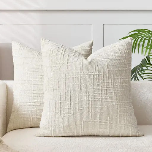 Lucina - Chenille Sierkussen met Bamboe Structuur In Effen Kleur voor Bank en Slaapkamer