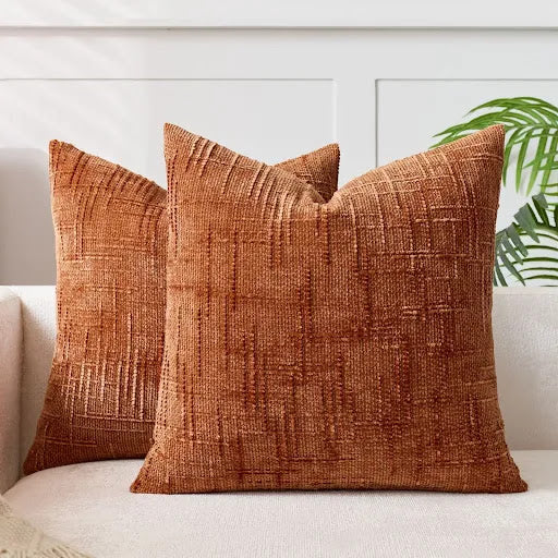 Lucina - Chenille Sierkussen met Bamboe Structuur In Effen Kleur voor Bank en Slaapkamer