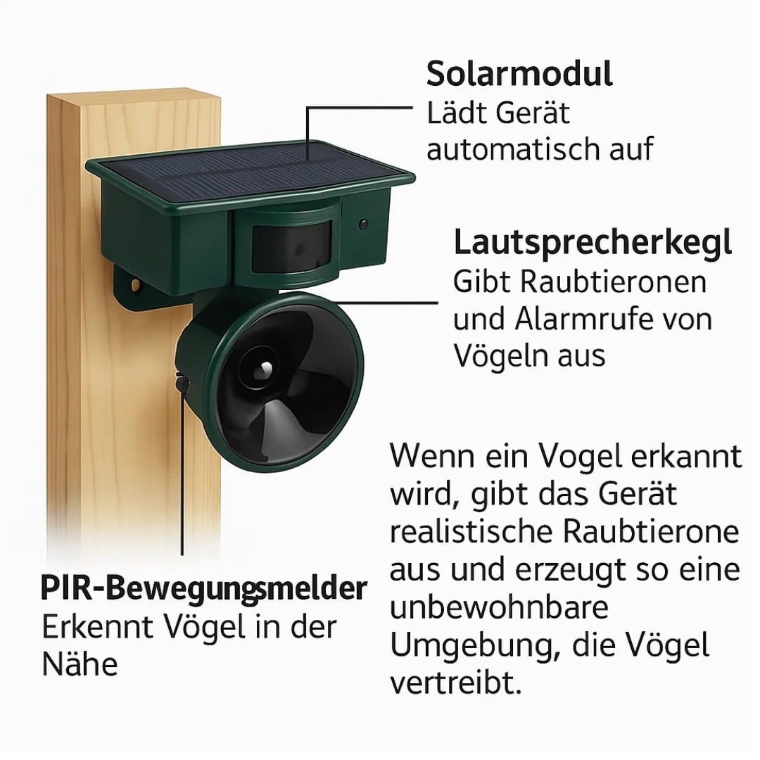 Duiven verjagen van balkon & tuin | Vogelafschrik apparaat | VogelBlock