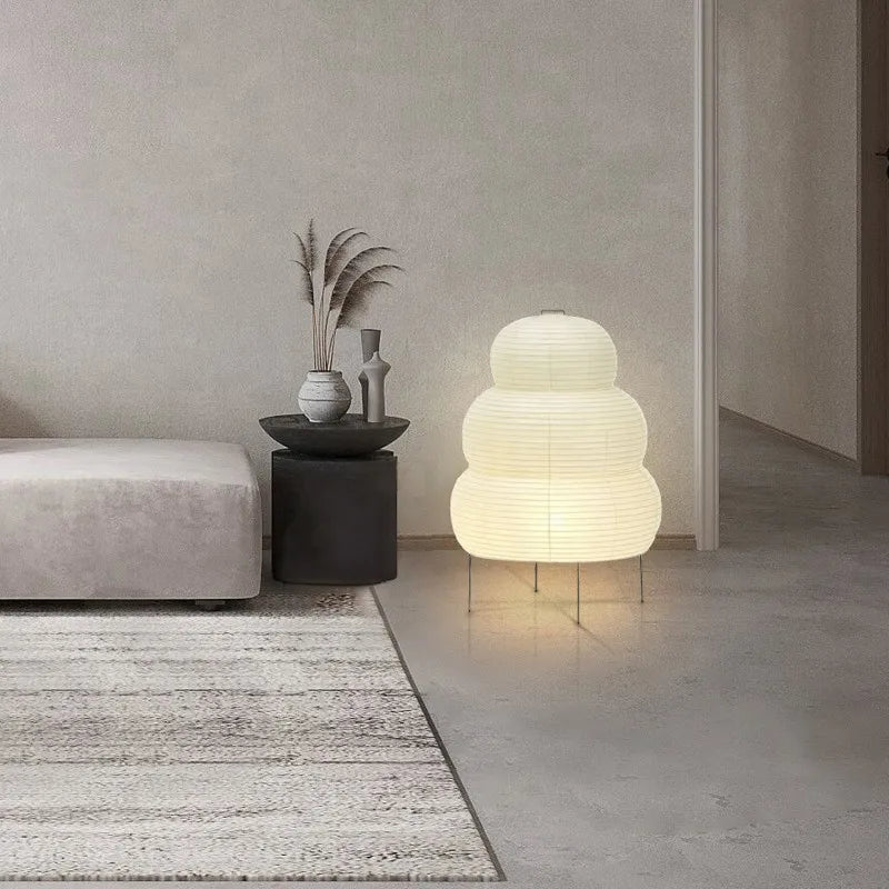 SabiGlow - Artistieke Wabi Sabi Rijstpapier Vloerlamp met Verstelbaar Statief