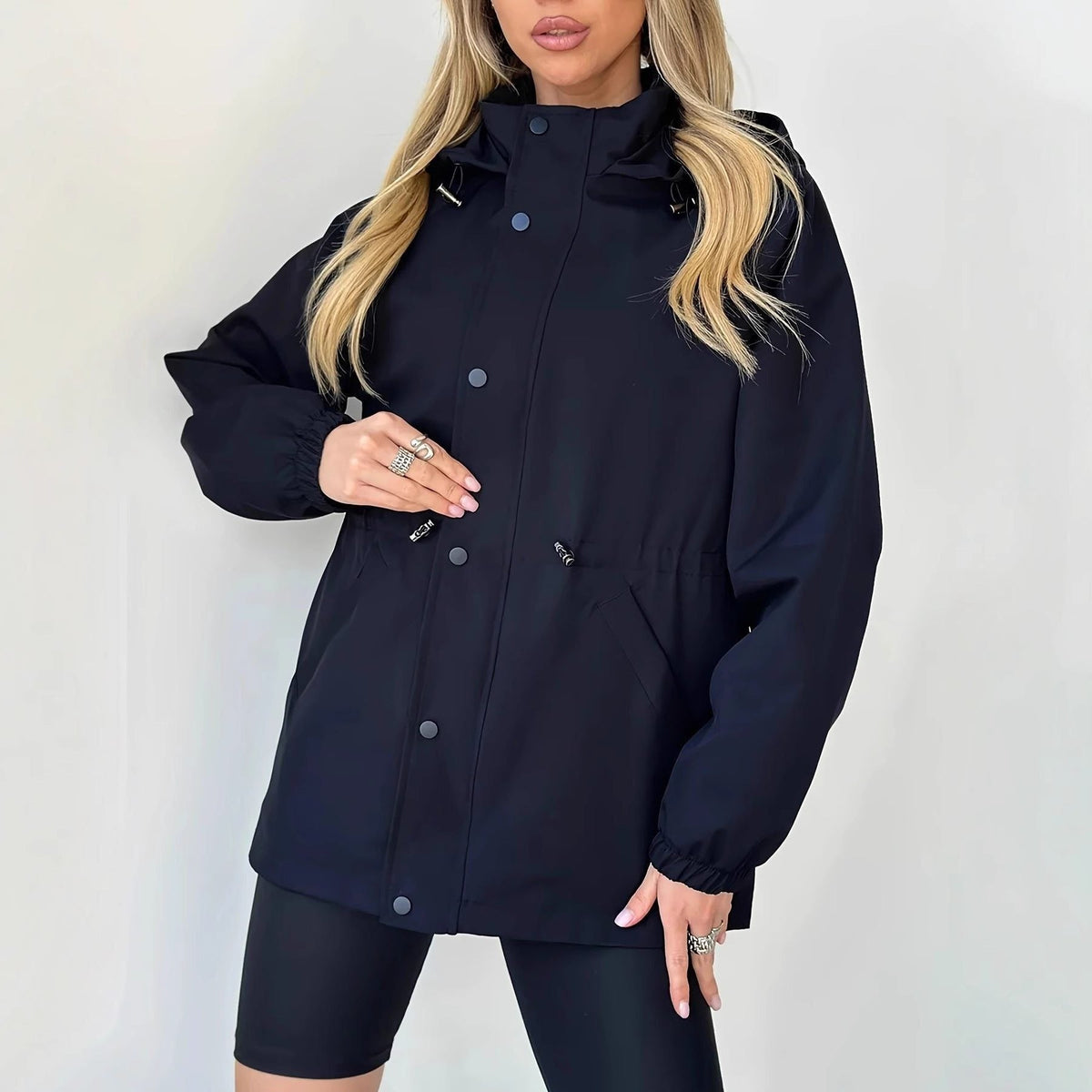 Dames Regenjas met Voering – Waterdichte Parka met Verstelbare Taille