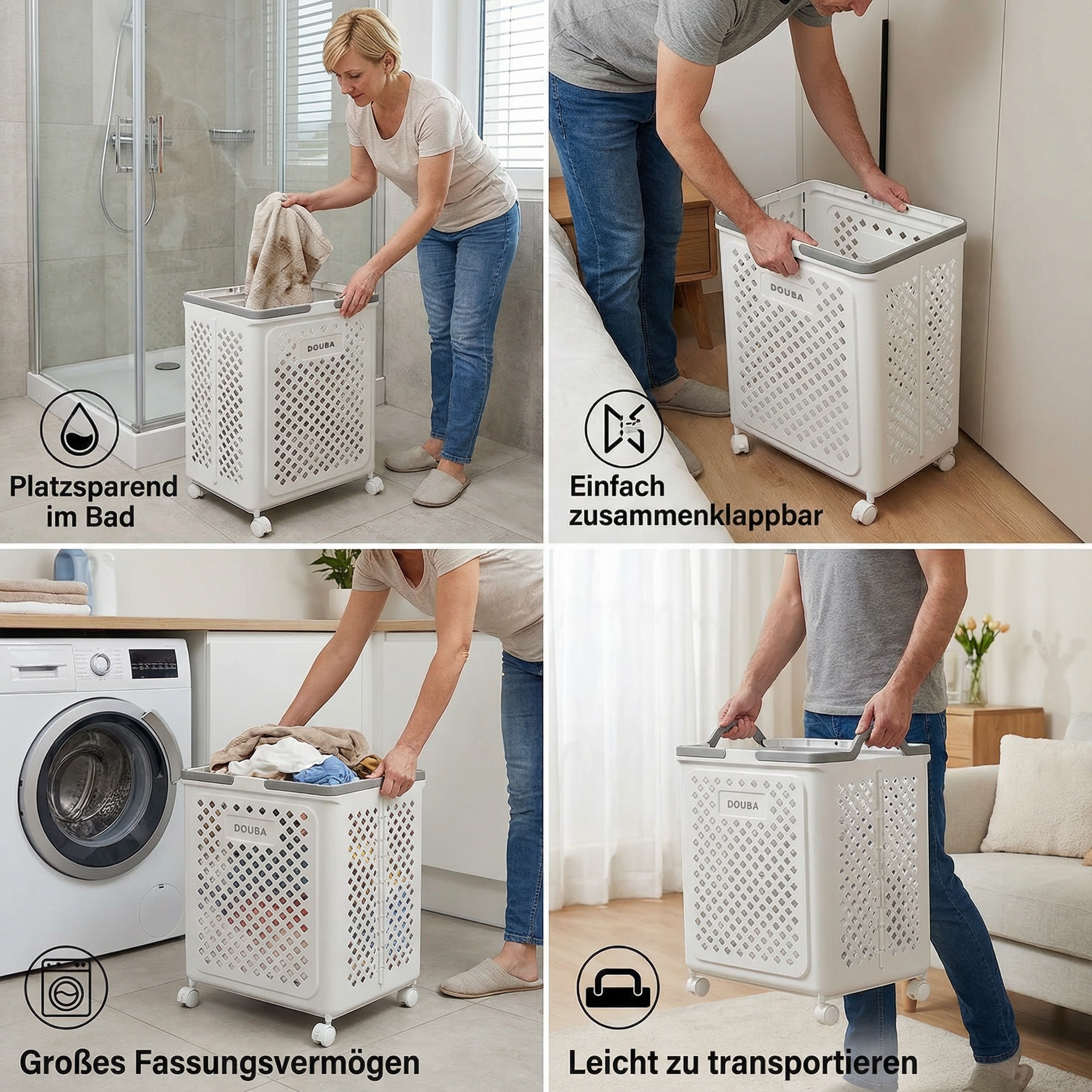 Vouwbare Wasmand Met Wielen Voor Gemakkelijk Gebruik