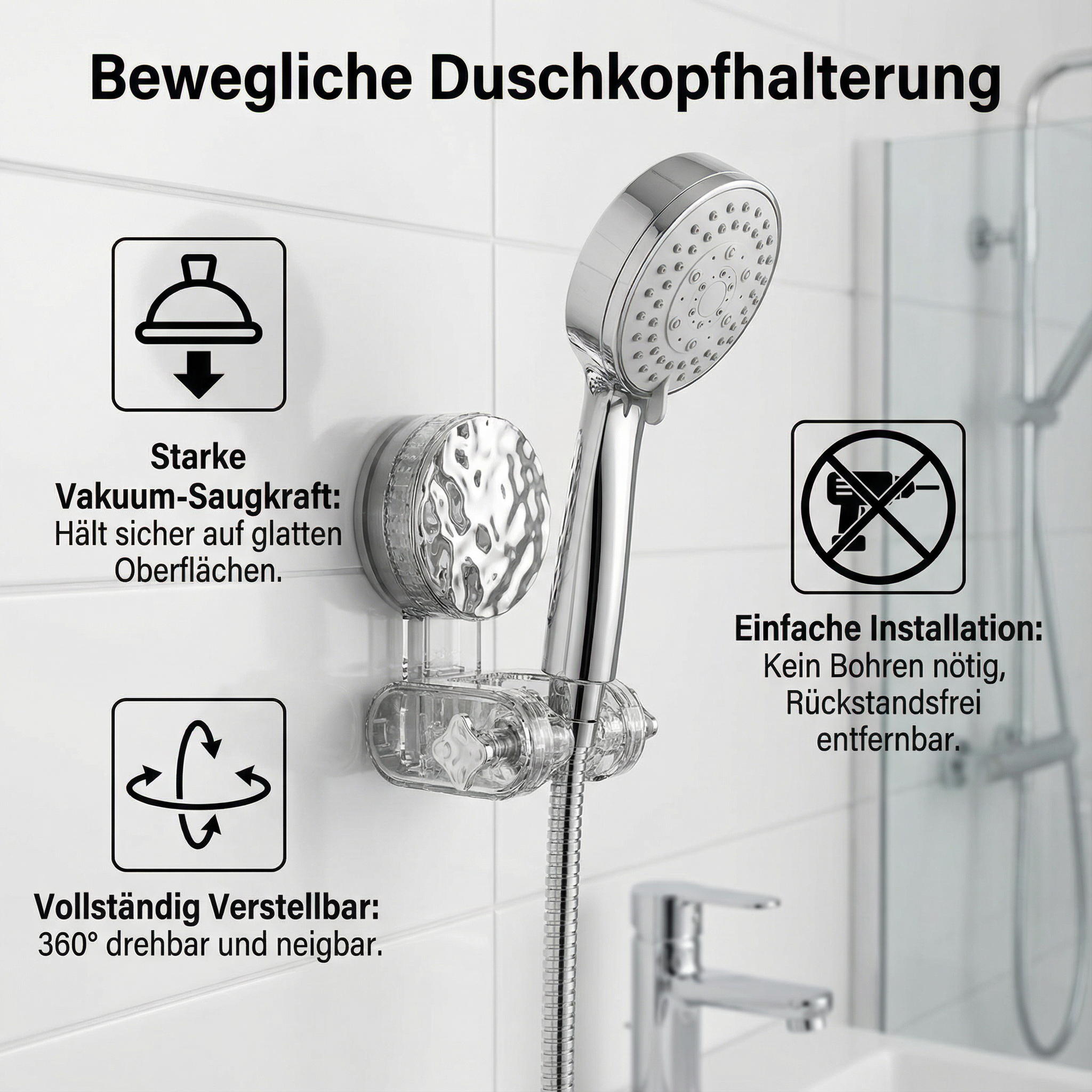 Verstelbare Douchkopbevestiging