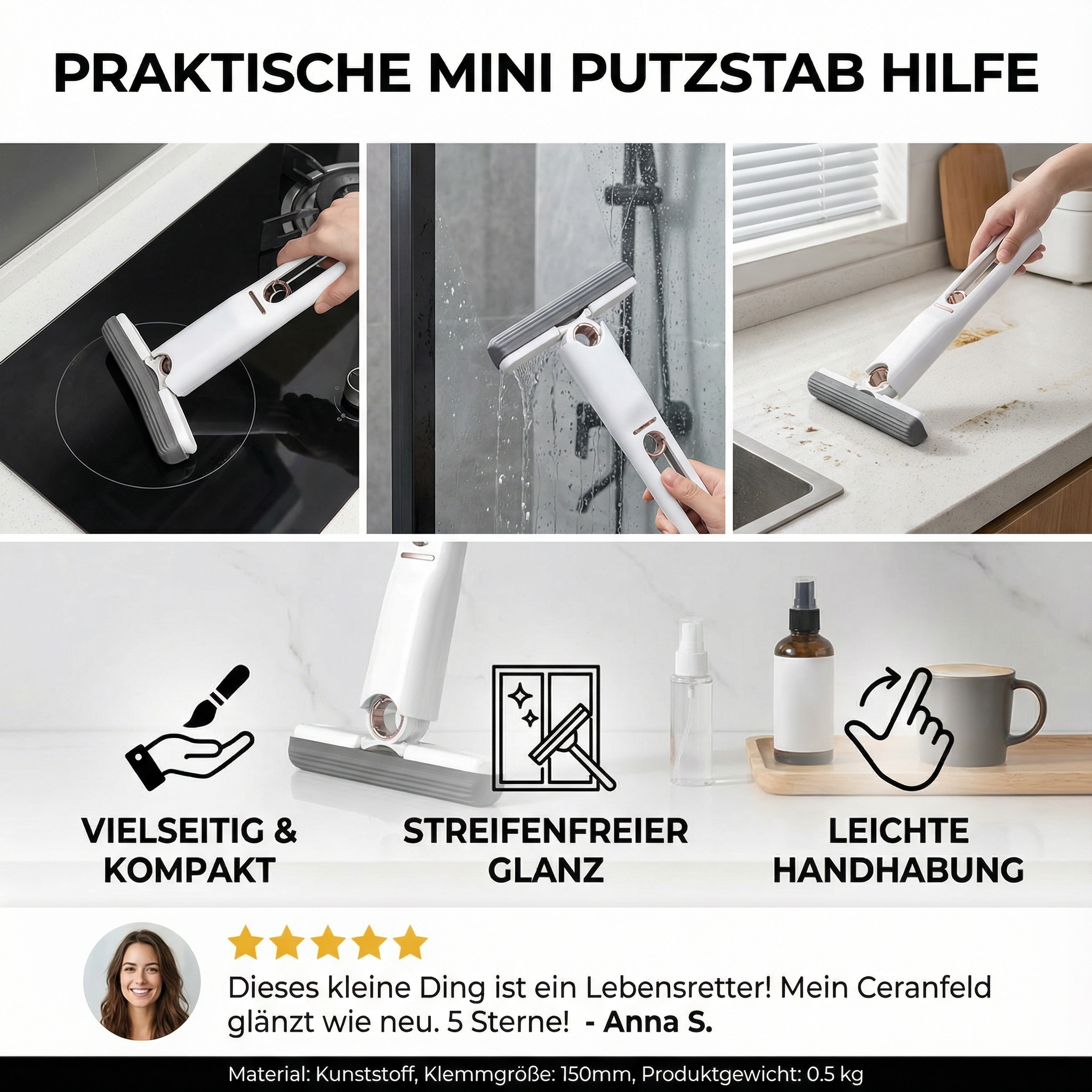 Praktische Mini Putzstab Hulp