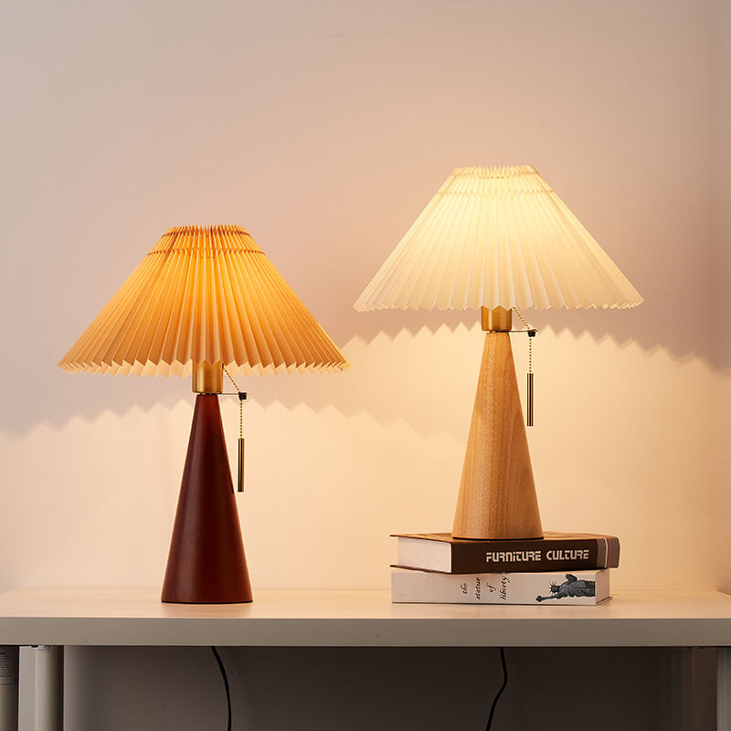 Japanse Minimalistische Houten Constructie Vouwstof LED Tafellamp 1-Licht