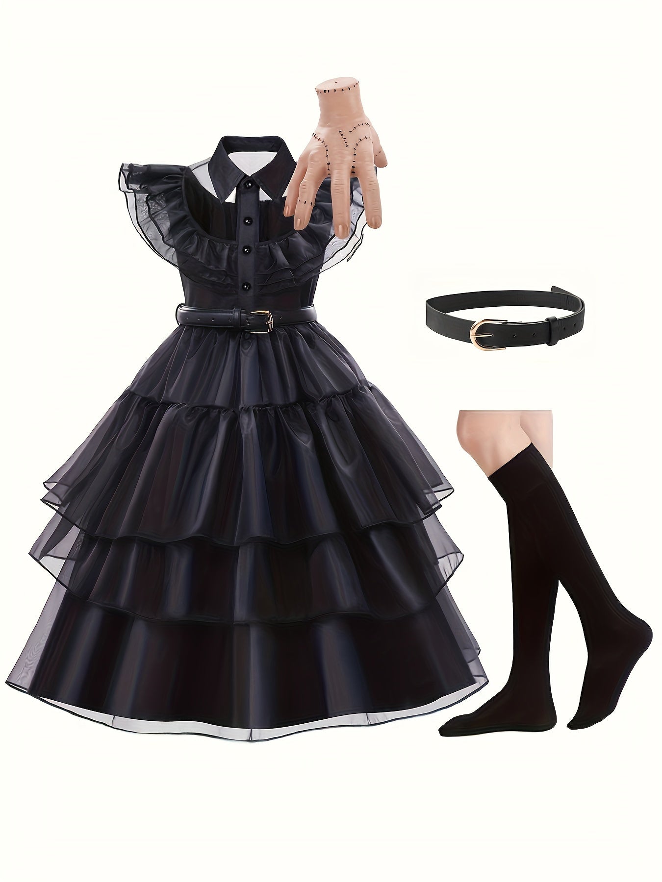 Meisjes Rimpelige Gotische Halloween Kostuum Jurk | Gelaagde Mini