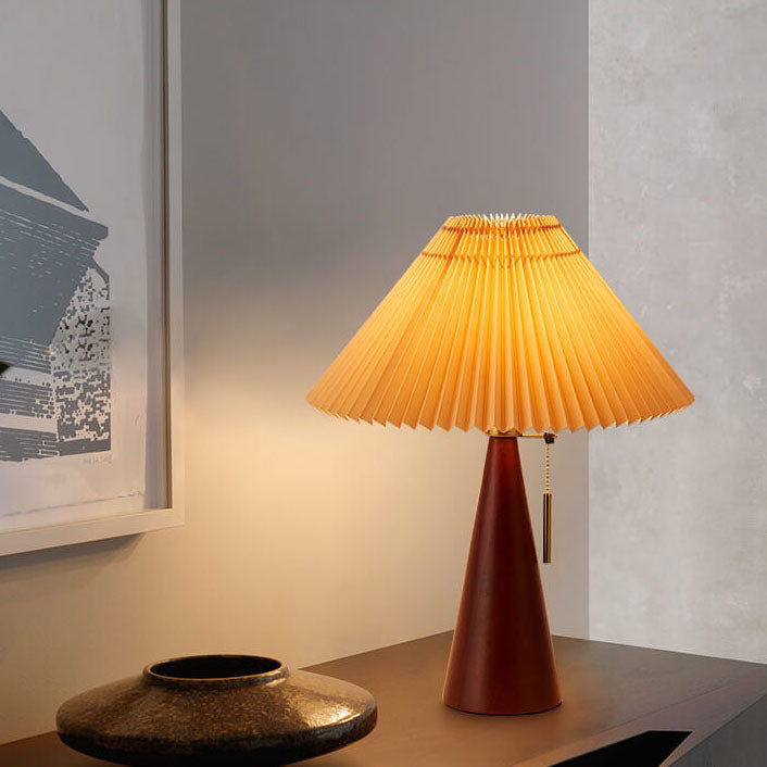 Japanse Minimalistische Houten Constructie Vouwstof LED Tafellamp 1-Licht