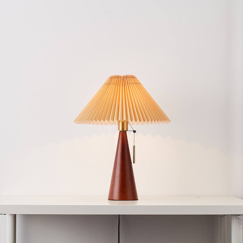 Japanse Minimalistische Houten Constructie Vouwstof LED Tafellamp 1-Licht