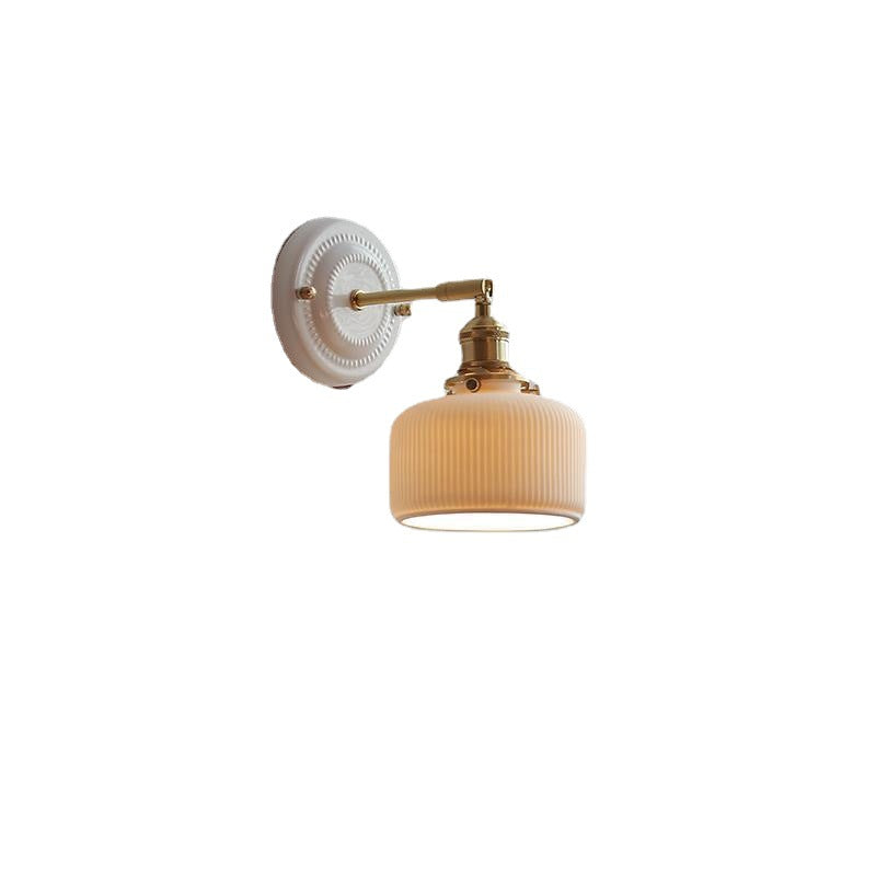 Vintage Japanse Keramiek Messing 1-Licht Wandlamp