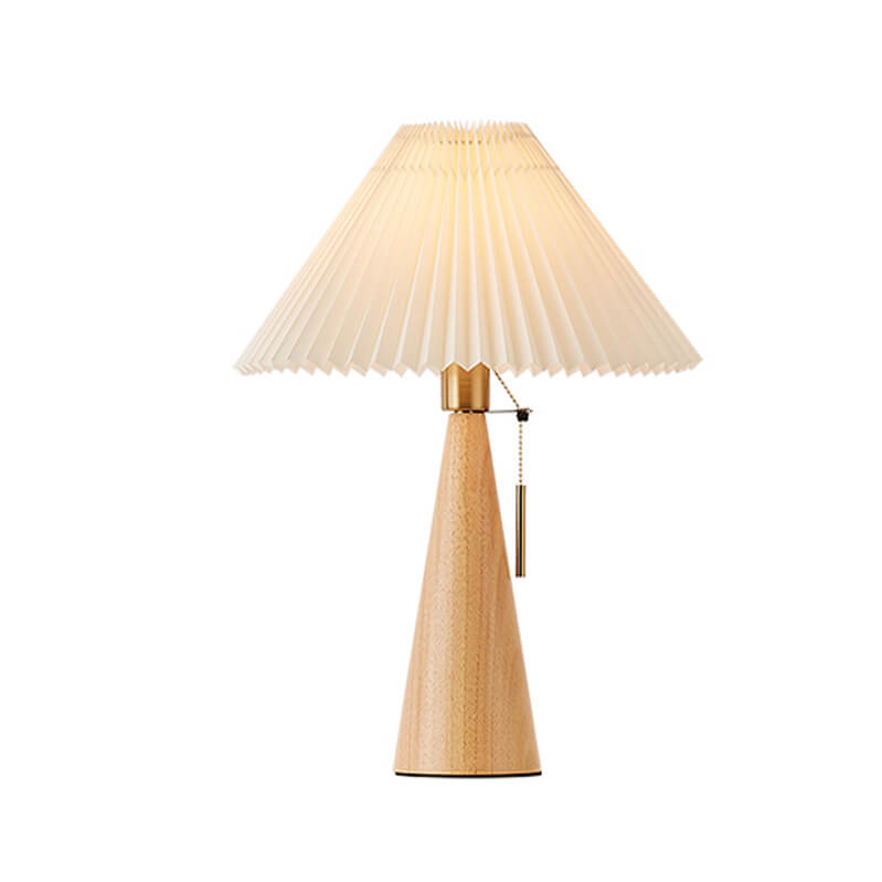Japanse Minimalistische Houten Constructie Vouwstof LED Tafellamp 1-Licht