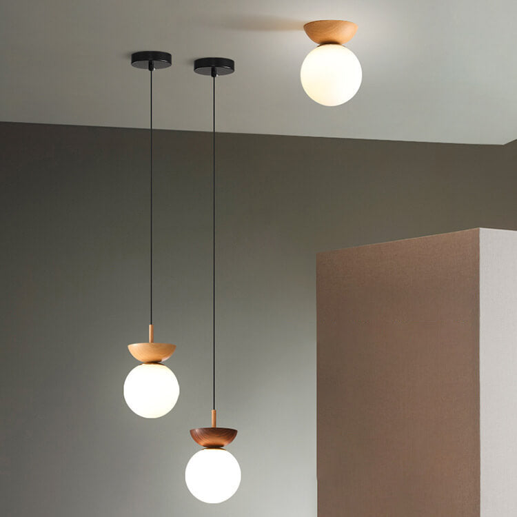 Frendorf | Glasbol Plafondlamp | Houtnerf Design
