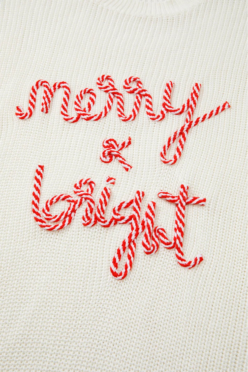 Witte Vrolijke en Heldere Suikerstok-tekst Kersttrui