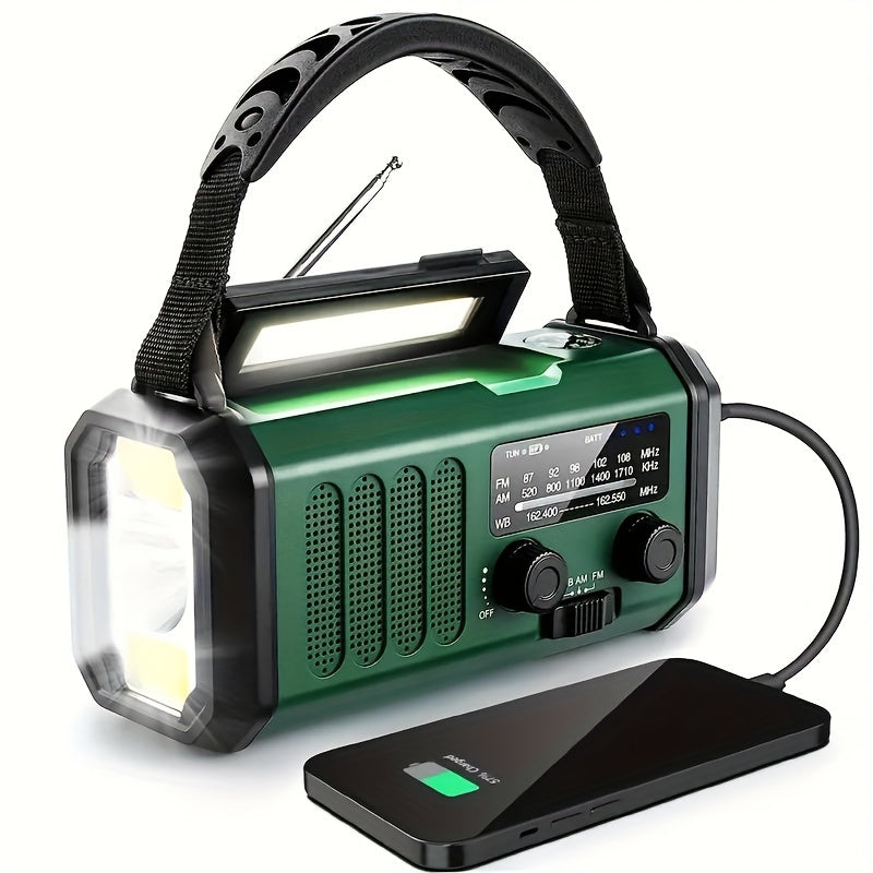 Alles-in-één Noodradio met Zaklamp, Zonnepaneel, USB-oplader en NOAA Weer Toegang – Compact Overlevingsapparaat