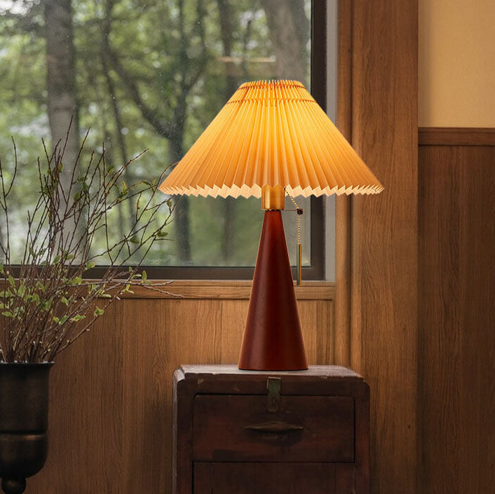 Japanse Minimalistische Houten Constructie Vouwstof LED Tafellamp 1-Licht