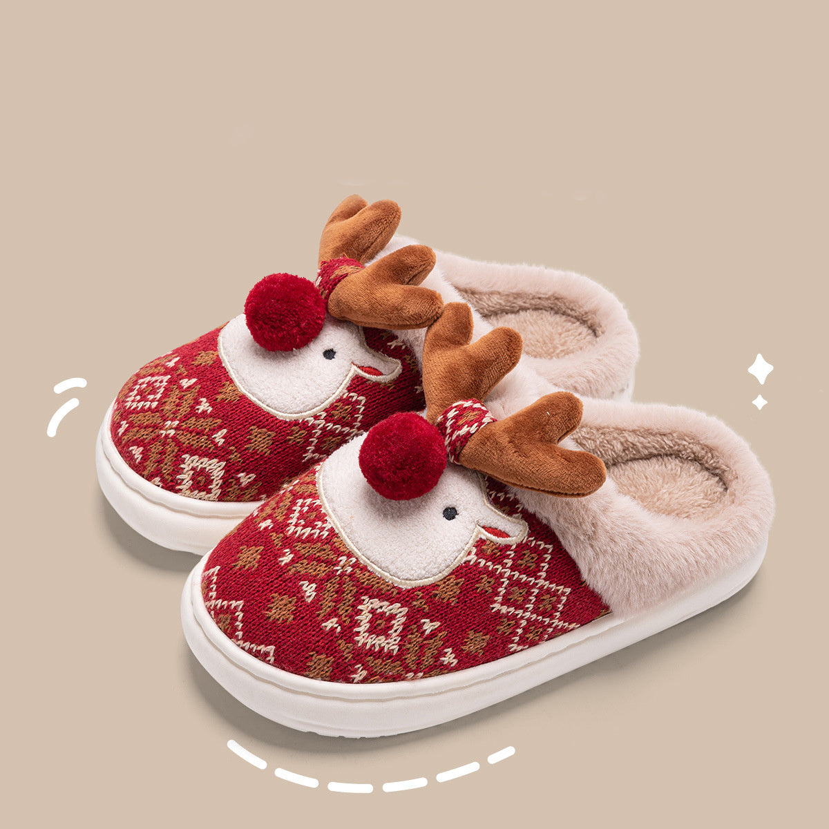 Kerstpantoffels met Geborduurde Stof